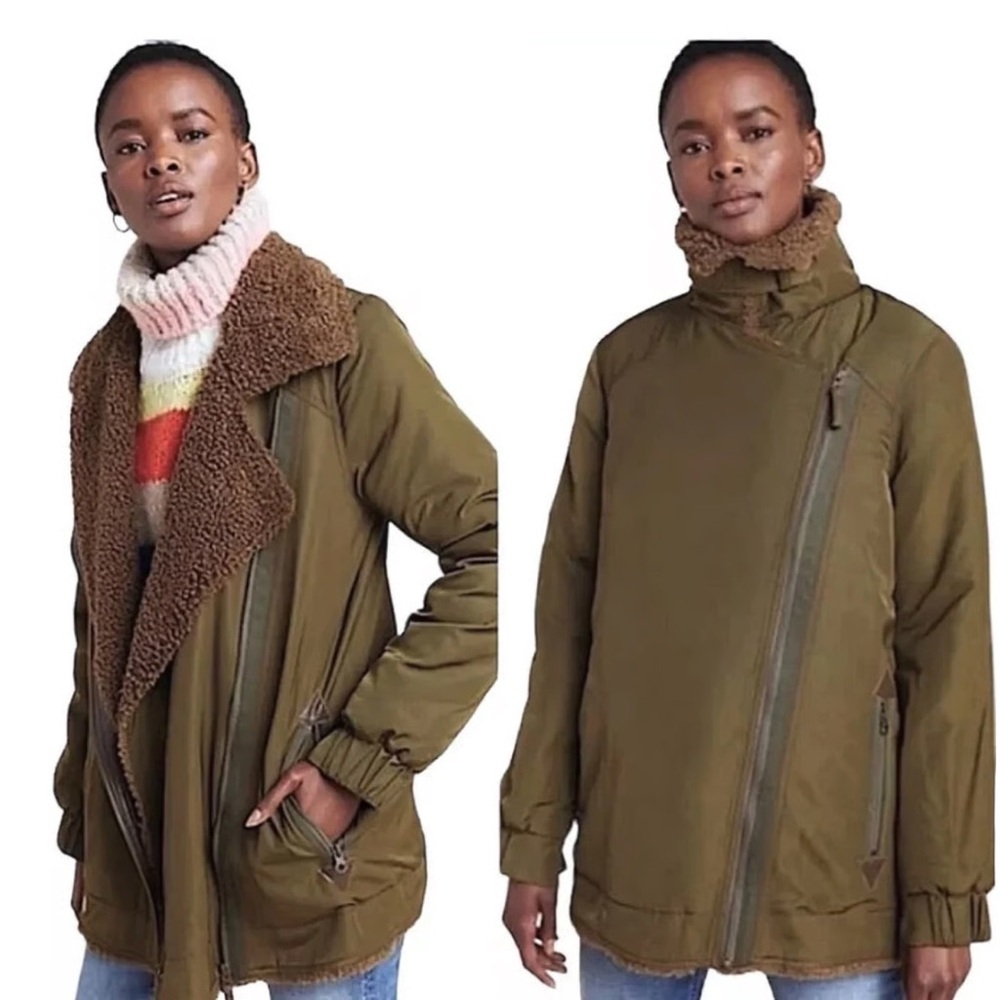 Anthropologie Oversized Sherpa-Lined Parka Jacket Size Small